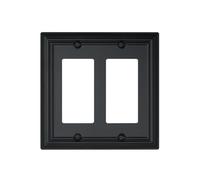 ZILLSEA 1-Pack Double Decorator Outlet Covers, Decorative Black Wall Plates, Metal Face Plates for Receptacle, GFCI Outlet, Dimmer Switch, 4.96''*4.88'', Midsize