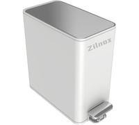 Zilnox 6L Bathroom Bin with Lid, Soft Close Narrow Pedal Toilet Bin, Small Bedroom Bin for Room, Stainless Steel Bin with Removable Inner Bucket for Kitchen, White