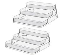 Zilphoba 2pcs Acrylic Rack, No Assembly Clear 3 Tier Condiment Bottle Shelf Vanity Organizer for Cabinet Kitchen Bathroom