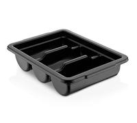 Zilpoo - Commercial Cutlery Bin, 3-Compartment Restaurant Kitchen Flatware Tray, Silverware Storage Plastic Container, Condiments Holder, Utensil Organizer Box (Black)