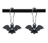 ZILucky Set of 12 Bats Shower Curtain Hooks Rings Halloween Party Supplies Haunted House Decoration Stainless Steel Rustproof (Black-Bat)
