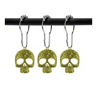 ZILucky Set of 12 Sugar Skull Shower Curtain Hooks Decorative Home Bathroom Stainless Steel Rustproof Skeletons Shower Curtain Rings Decor Accessories (Gold)