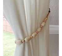 ZILucky Set of 2 Curtain Tie Backs, Natural Wood Drape Tiebacks, Window Treatment, Farmhouse Garland, Boho Decor Accessories (Primary Wood - Natural Color)