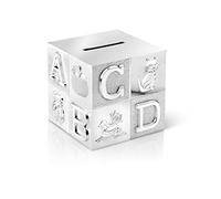 Zilverstad Money Box Cube, Big, ABC, Silver, Standard Size