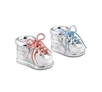 Zilverstad 7276261 Shoe Shaped Baby's First Curl and Tooth Boxes 6 x 3.5 x 3.7 cm Silver Plated Pink and Blue