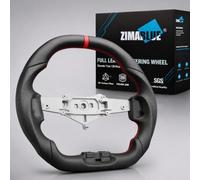 ZIMABLUE Full Nappa Leather Steering Wheel fits for Wrangler JK JKU 2011-2017, Bold Red Stripe & Stitching, Double-D Racing Design, Authentic Tactile Performance Upgrade