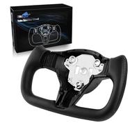 ZIMABLUE Yoke Steering Wheel Personalized Yoke Steering Wheel, Nappa Leather with Side Matte Carbon Fiber without Front Trim for Tesla Model 3 2017-2023, Model Y 2019-2024 With Heating Function