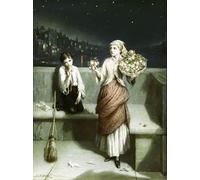 ZIMARO Canvas Wall Poster Wall Decoration Painting Oil Painting Augustus Edwin Mulready a London Crossing Sweeper and Flower Girl for Wall Decor 60x90cm