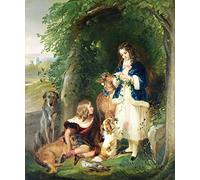 ZIMARO Canvas Wall Poster Wall Decoration Painting Oil Painting the Marquess of Stafford and the Lady Evelyn Gower by Edwin Landseer for Wall Decor 60x90cm