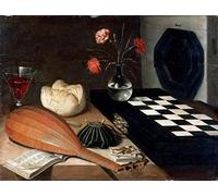 ZIMARO Classic Painting Wall Art Print Canvas Reproduction Lubin Baugin Still Life with Chessboard for Home Decor 60x90cm