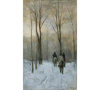 ZIMARO Classic Painting Wall Art Print Canvas Reproduction Riders in the Snow in the Haagse Bos by Anton Mauve for Home Decor 60x90cm