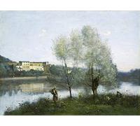 ZIMARO Classic Painting Wall Art Print Canvas Reproduction Ville D’avray by Jean Baptiste Camille Corot for Home Decor 60x90cm