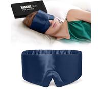 ZIMASILK 100% 22 Momme Mulberry Silk Sleep Mask, Face-Hugging, Breathable Eye Covers, Padded Cocoon for Luxury Sleep in Total Darkness for Women, Blackout (Navy)