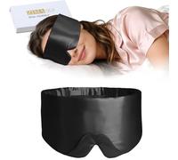 ZIMASILK 100% 22 Momme Mulberry Silk Sleep Mask, Face-Hugging, Breathable Eye Covers, Padded Cocoon for Luxury Sleep in Total Darkness for Women, Blackout (Black)
