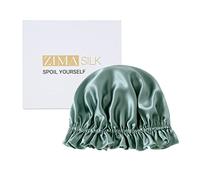 ZIMASILK 100% Mulberry Silk Bonnet for Women's Hair Care, Double Layered Silk Hair Wrap for Sleeping with Elastic Stay On Head (1Pc, Greyish Green+Ivory)
