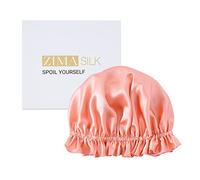 ZIMASILK 100% Mulberry Silk Bonnet for Women's Hair Care, Double Layered Silk Hair Wrap for Sleeping with Elastic Stay On Head (1Pc, Coral+Ivory)