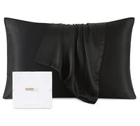 ZIMASILK 100% Mulberry Silk Pillowcase Upgraded Version for Hair and Skin Health, Better Grade 6A Silk, with YKK Zipper, Ultra-Soft & Durable, Luxury Gift Box 1Pc (Standard 50x75cm, Black)