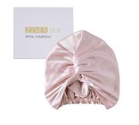 ZIMASILK 22 Momme 100% Mulberry Silk Sleep Cap for Women Hair Care,Natural Silk Hair Wrap for Sleeping, Bonnet with Elastic Stay On Head, Classic Pleated(1Pc, Light Plum/Pink)