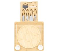 Zimatic Bamboo Cheese Board, Cheese Board with Cheese Knife Set, Charcuterie Board, Cheese Boards, Serving Board, plus fruit tray, for Wine, Crackers, Brie and Meat, Housewarming Gift for Treats, Chri