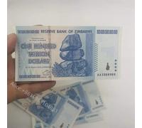 Zimbabwe 100 Trillion Dollars Banknote Zim One Hundred Trillion Blue Note With Different Serial Number UV Light For Nice Gift x 1000 type 3