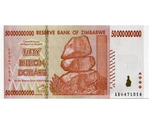 Zimbabwe 50 Billion Dollar Note Bill Money Inflation Record Currency Note