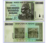 Zimbabwe 500 Thousand Dollars 2008 UNC, World inflation, currency banknotes