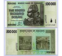 Zimbabwe 500 Thousand Dollars 2008 UNC, World inflation, currency banknotes by RBZ