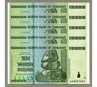 Zimbabwe Dollar Banknotes - 5 x Ten Trillion Banknotes - Set of 5 x 10 Trillion Zimbabwe Banknotes