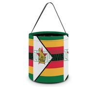 Zimbabwe Flag Cute Halloween Candy Bucket Reusable Collapsible Candies Basket Fabric Tote Bags