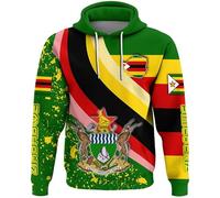 Zimbabwe Flag Hoodie for Men Women - 3D Graphic Printed Pullover Sweatshirt Drawstring Hooded,Plus Size Long Sleeve Top for Spring Autumn Winter Zimbabwe XL