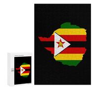 Zimbabwe Flag Map Fun Wooden Picture Vertical Version Puzzle Creative Gift Wood Jigsaw for Adults And Family Game