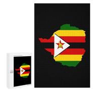 Zimbabwe Flag Map Fun Wooden Picture Vertical Version Puzzle Creative Gift Wood Jigsaw for Adults And Family Game