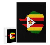 Zimbabwe Flag Map Fun Wooden Picture Vertical Version Puzzle Creative Gift Wood Jigsaw for Adults And Family Game