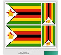 Zimbabwe Flag Vinyl Stickers, Multi-Colour, Waterproof Car Van iPad Laptop Decals, 100mm x 60mm and 60mm x 36mm, 4 Pack