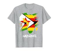 Zimbabwe Flag with Africa Map Love Zimbabwe Zimbabwean Pride T-Shirt, Men, Heather Grey, XX-Large