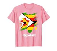 Zimbabwe Flag with Africa Map Love Zimbabwe Zimbabwean Pride T-Shirt, Men, Pink, Large