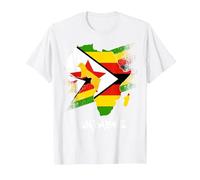 Zimbabwe Flag with Africa Map Love Zimbabwe Zimbabwean Pride T-Shirt, Men, White, Large