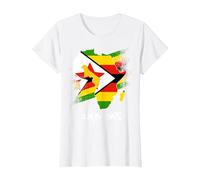 Zimbabwe Flag with Africa Map Love Zimbabwe Zimbabwean Pride T-Shirt, Women, White, Large