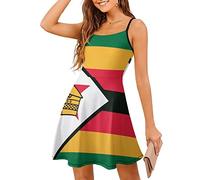Zimbabwe Flag Women's Mini Dress Sleeveless Tank Dress Casual Short Dress Beach Sundress L