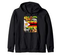 Zimbabwe Flag Zimbabwean Roots Zimbabwean Pride Zip Hoodie