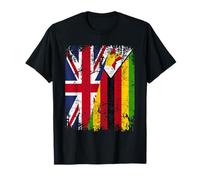 ZIMBABWE Half BRITAIN UK Friendship Flag ZIMBABWEAN T-Shirt