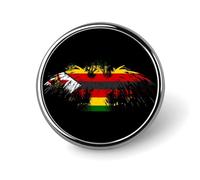 Zimbabwe Zimbabwean Flag Round Metal Badge Lapel Pin,Stylish Patriotic Pattern Button Brooch Decorative Badges for Men Women