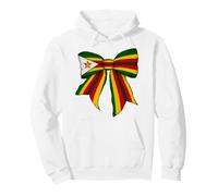 Zimbabwe Zimbabwean Pride Flag Girl Coquette Bow Ribbon Pullover Hoodie