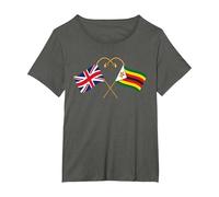 Zimbabwean Heritage UK Zimbabwe British Flag Zimbabwe Flag T-Shirt, Women's Plus, Asphalt Grey, 4X