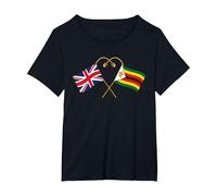 Zimbabwean Heritage UK Zimbabwe British Flag Zimbabwe Flag T-Shirt, Women's Plus, Black, 3X