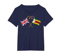 Zimbabwean Heritage UK Zimbabwe British Flag Zimbabwe Flag T-Shirt, Women's Plus, Navy Blue, 2X