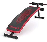 Zimbala Sit Up Bench, Adjustable Utility Slant Board with Reserve Crunch Handle, Abdominal Training Workout Slant Bench for Ab Bench Exercises, Foldable Bench Fitness Equipment for Home Gym (Red)