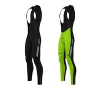 Zimco Men Cycling Bib Tight Windproof Thermal Bicycle Bib Pant Padded (3XL, Green)