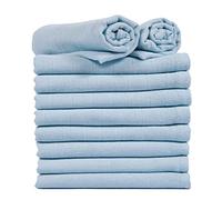 ZIMEL HOMES® 10 Pack White Muslin Square Cloths 100% Cotton Baby Cloths Nappy Inserts Bibs Feeding 70 cm x 70 cm (Blue)