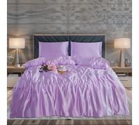ZIMEL HOMES 2 piece-Satin Duvet Cover Set Soft bedding shiny silky bedding sets - duvet cover, 1 pillowcase (Lilac, Single)